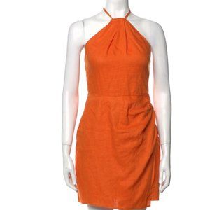 Reformation DORY DRESS Orange Linen Halter Dress